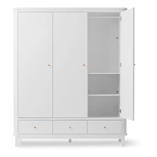 3-Door Birch Wardrobe 204 x 168 cm | White