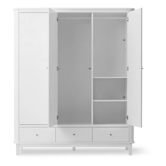 3-Door Birch Wardrobe 204 x 168 cm | White