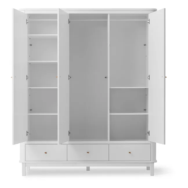 3-Door Birch Wardrobe 204 x 168 cm | White