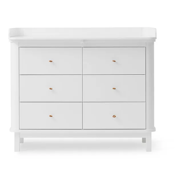 Commode à langer 6 tiroirs bouleau, grand plan à langer | Blanc