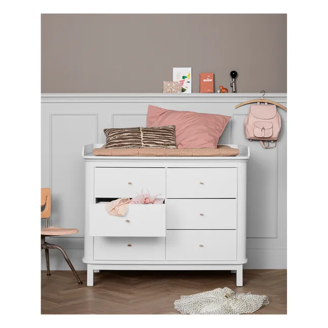 Commode à langer 6 tiroirs bouleau, grand plan à langer | Blanc