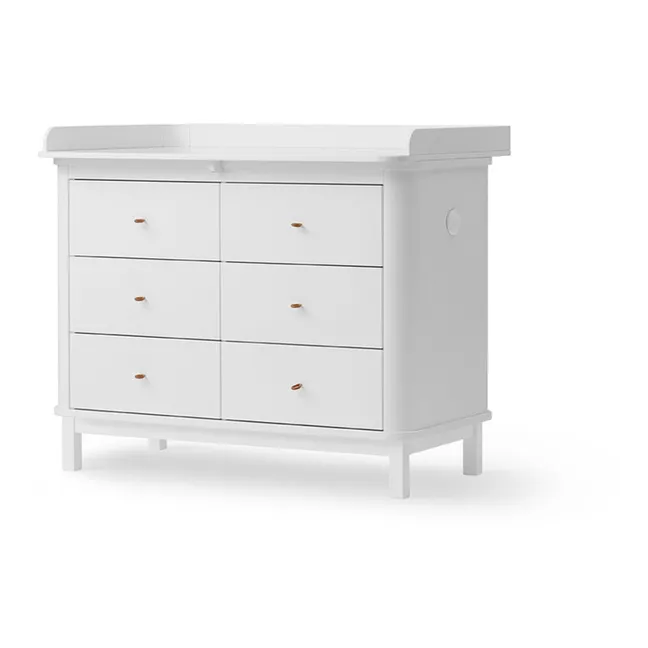 Commode à langer 6 tiroirs bouleau, grand plan à langer | Blanc