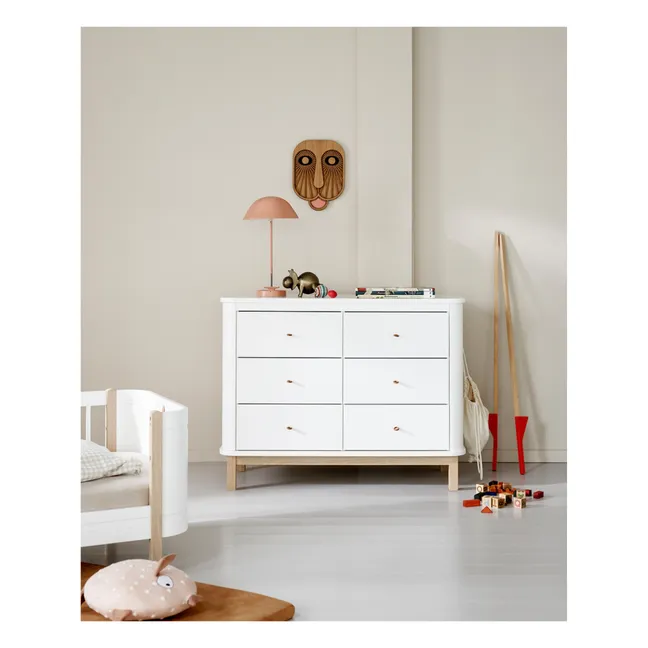 Oak 6 Drawer Chest | White