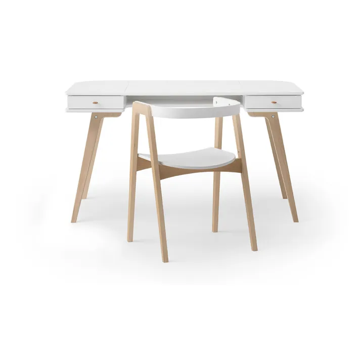 Bureau Wood, 66 cm et chaise Wood | Blanc- Image produit n°2