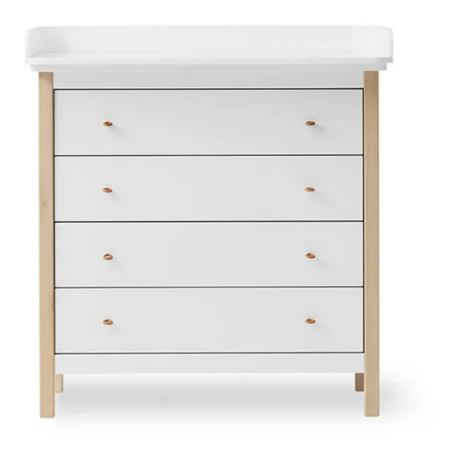 Cómoda de cambiado en roble Wood | Blanco