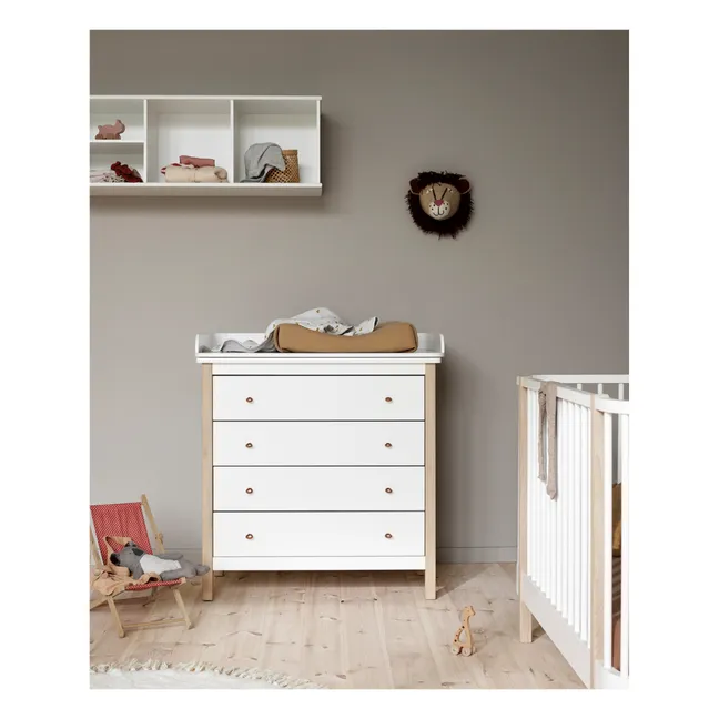 Cómoda de cambiado en roble Wood | Blanco