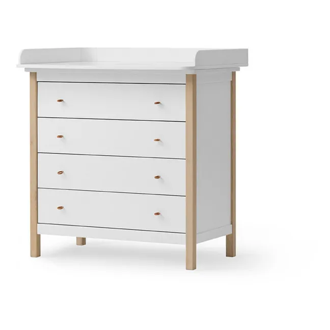 Cassettiera cambio in legno di quercia Wood  | Bianco