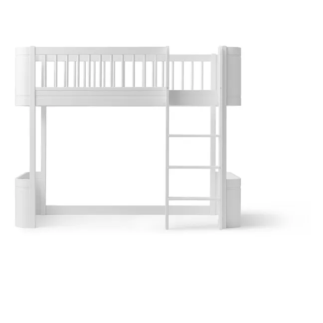 Mini cama de madera + entrepiso medio-alto 68x162cm | Blanco