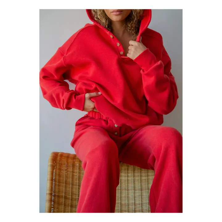 Knöpfbarer Hoodie aus Bio-Baumwolle | Rot- Produktbild Nr. 1