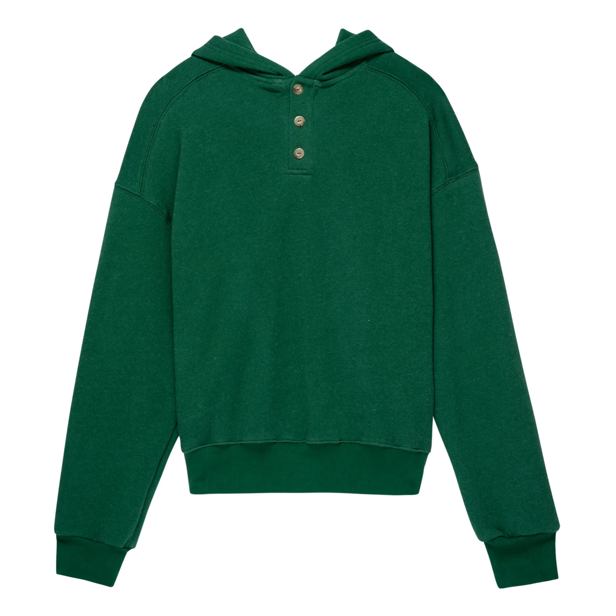 Donni Chrome Green Organic Cotton Button-Up Hoodie