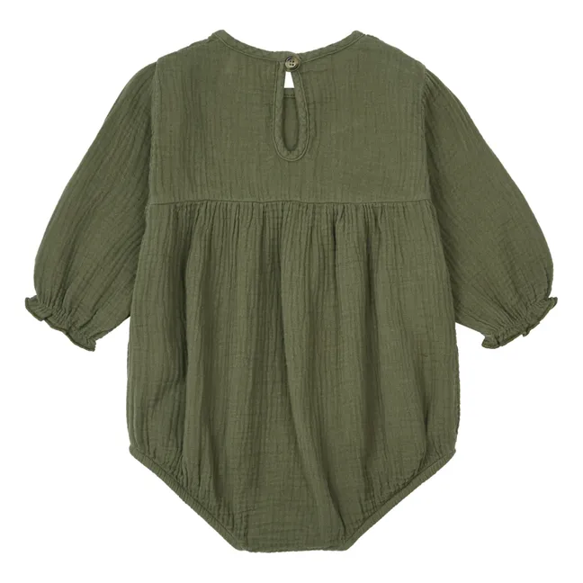 Barboteuse Coton Bio Meadow | Vert kaki