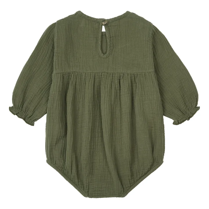 Barboteuse Coton Bio Meadow | Vert kaki- Image produit n°1
