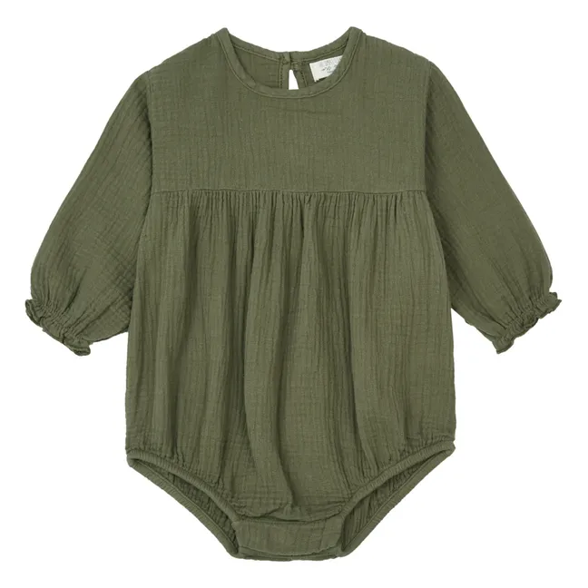 Barboteuse Coton Bio Meadow | Vert kaki