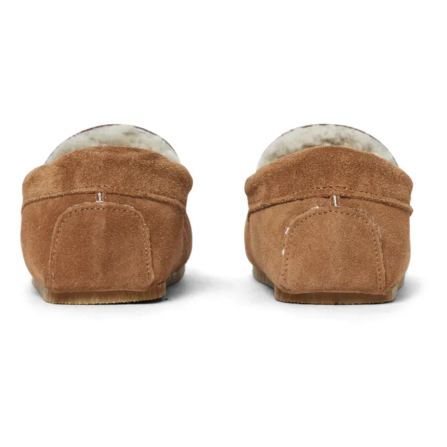Fur-Lined Moccasin Slippers | Camel