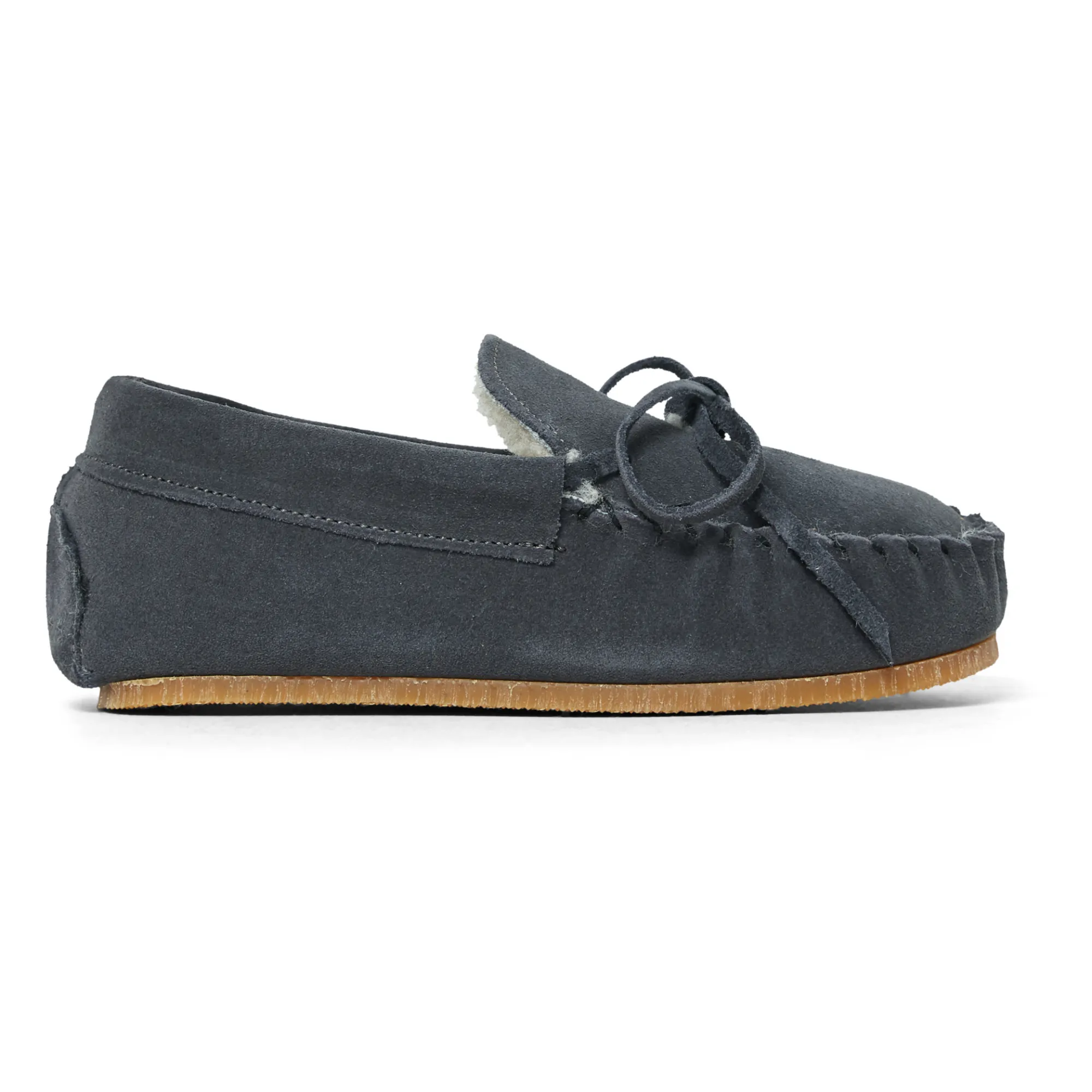 Pèpè Charcoal Grey Fur-Lined Moccasin Slippers