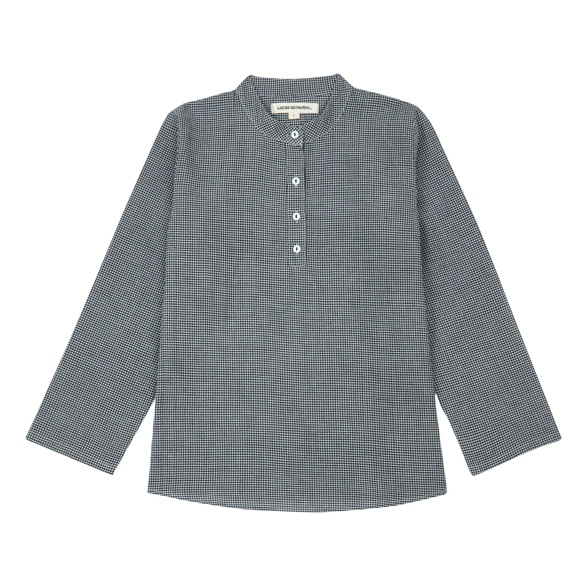 Lucas Du Tertre Black Checked Kurta Shirt