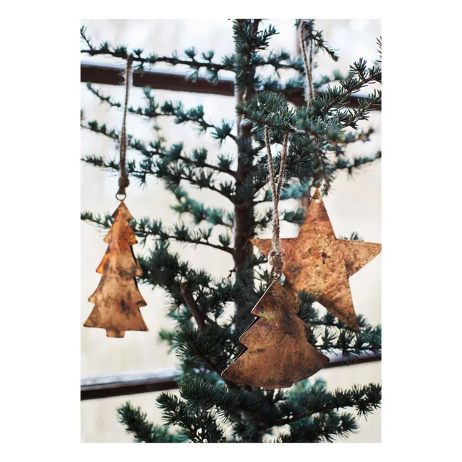 Décorations de Noël sapin en métal recyclé - Set de 2 | Camel