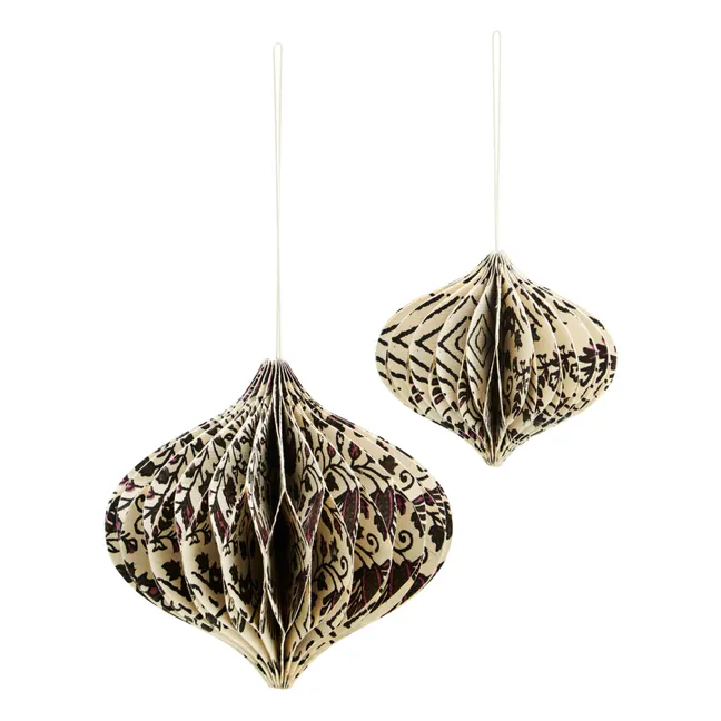Recycled Paper Christmas Baubles - Set of 2