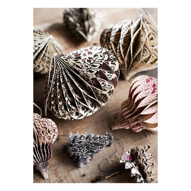 Recycled Paper Christmas Baubles - Set of 2