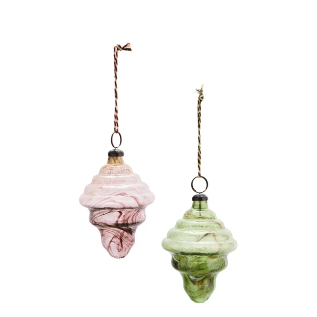 Glass Christmas Baubles - Set of 2