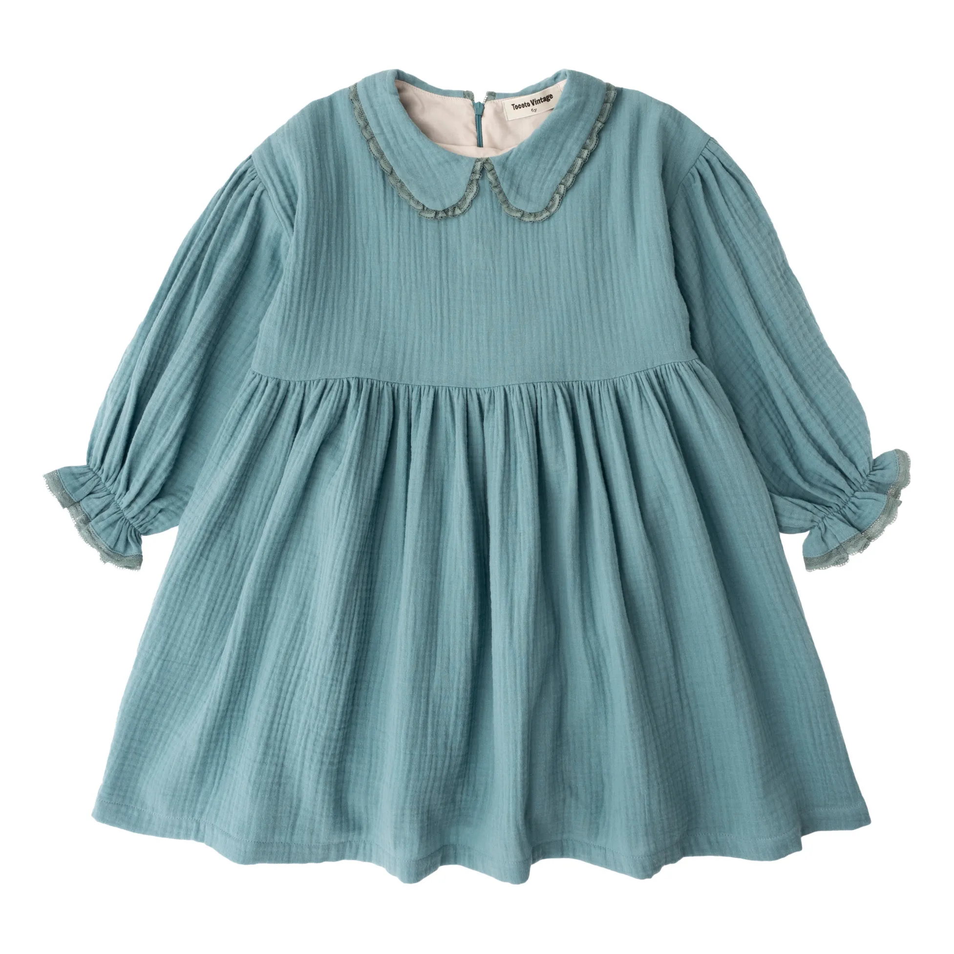 Tocoto Vintage Blue Frill Cuff Dress
