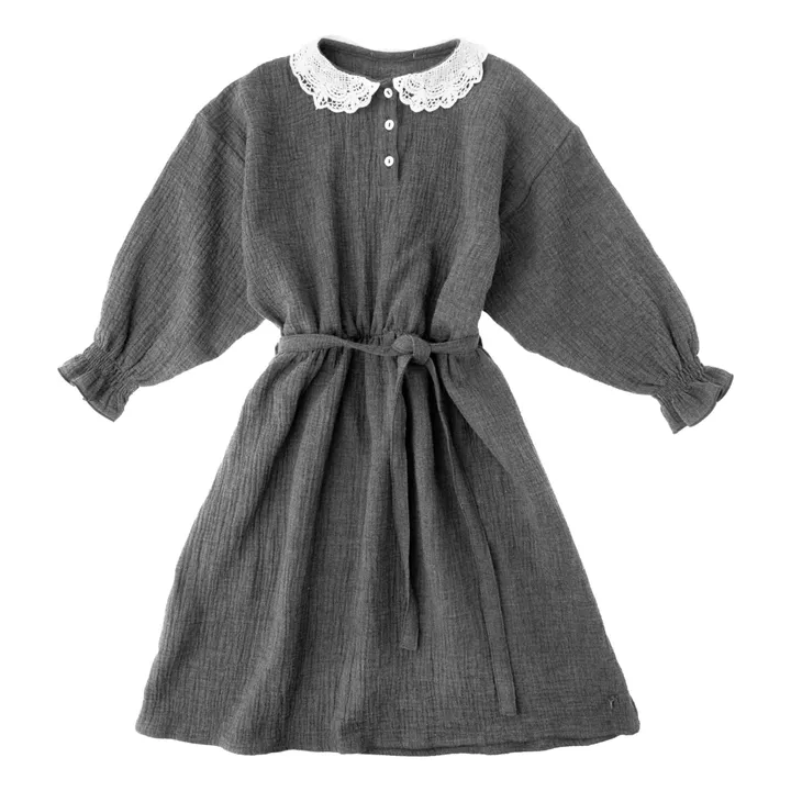 Lace Collar Dress | Charcoal grey- Product image n°0