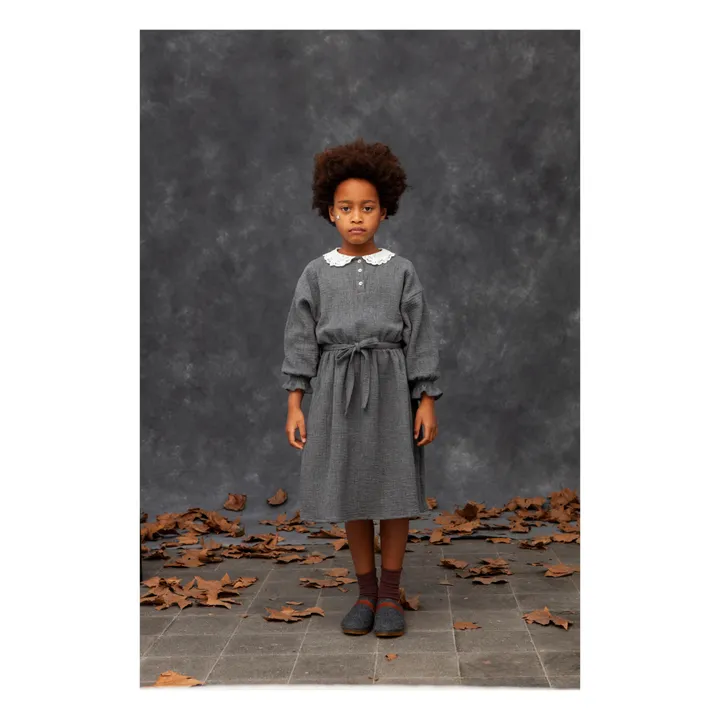 Lace Collar Dress | Charcoal grey- Product image n°1