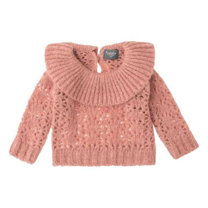 Maglione in maglia con colletto | Rosa- Immagine del prodotto n°0