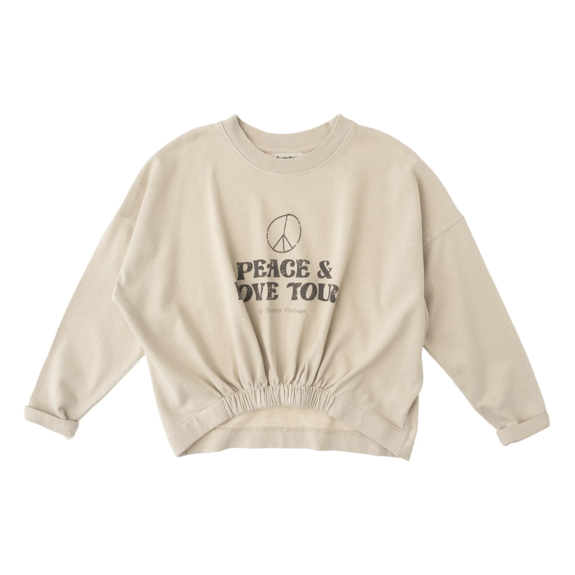 Tocoto Vintage Ecru Peace & Love T-Shirt