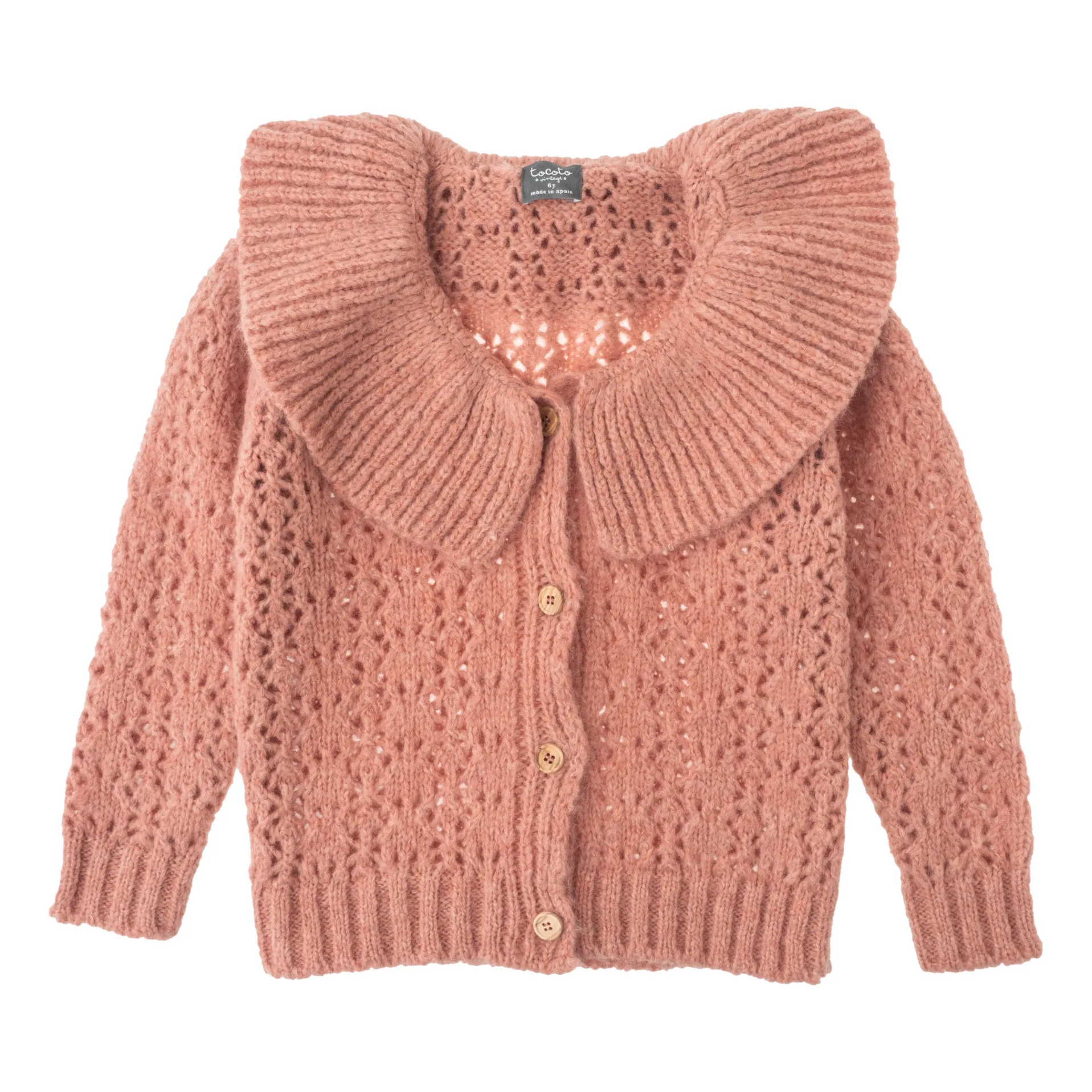 Tocoto Vintage Pink Collar Cardigan