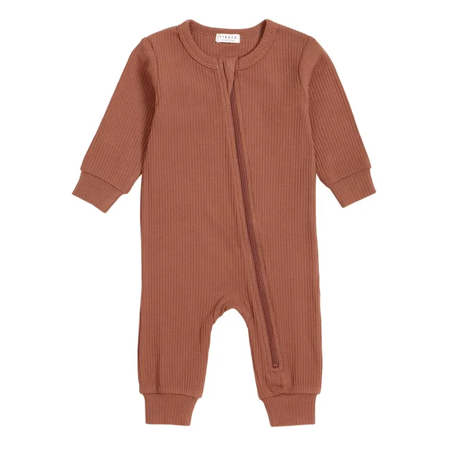 Einteiliger Pyjama Rib | Rostfarben