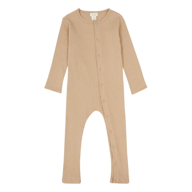 Pijama sin pies de canalé de algodón ecológico | Camel