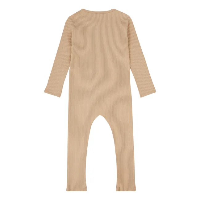 Organic Cotton Ribbed Pyjamas | Camel