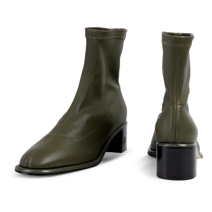 Boots Iris Cuir | Vert kaki- Image produit n°4
