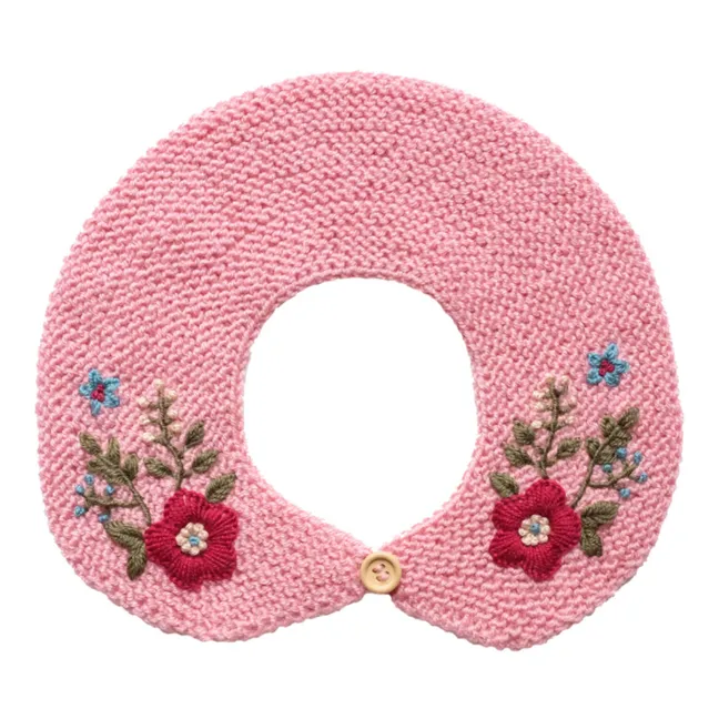 Removable Hand Embroidered Collar | Pink