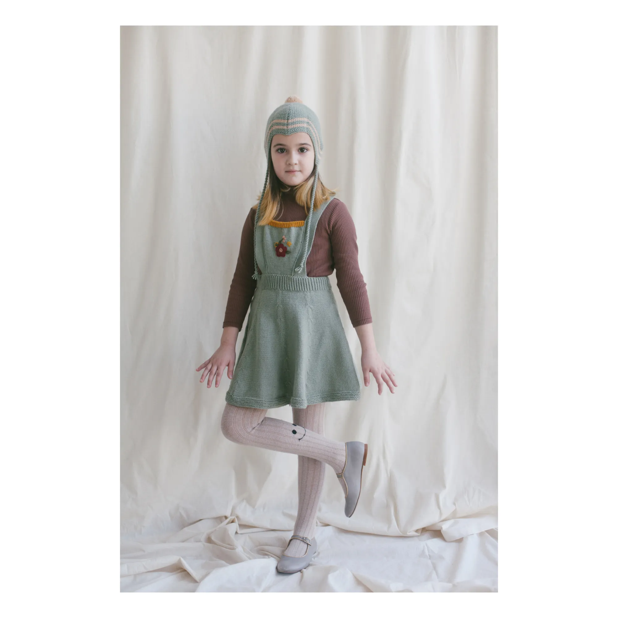 Rko Sage Hand Embroidered Knit Apron Dress