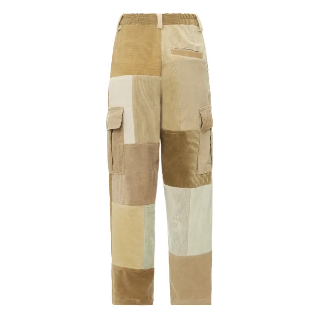 Pantalón cargo de pana patchwork | Beige