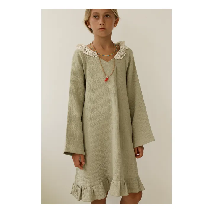 Kleid aus strukturierter Bio-Baumwolle Aafia | Salbei- Produktbild Nr. 1