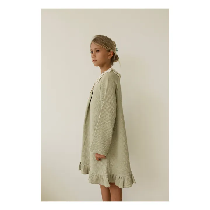 Kleid aus strukturierter Bio-Baumwolle Aafia | Salbei- Produktbild Nr. 4