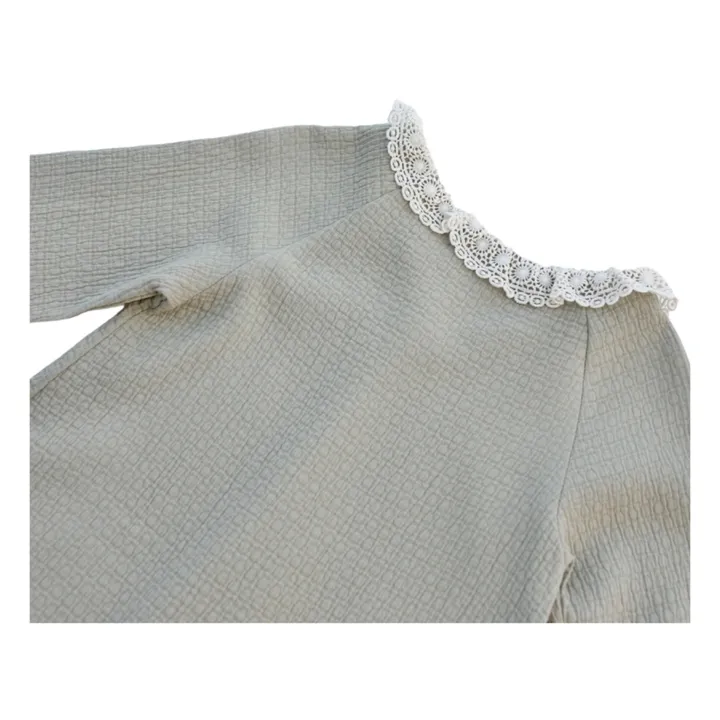 Kleid aus strukturierter Bio-Baumwolle Aafia | Salbei- Produktbild Nr. 6