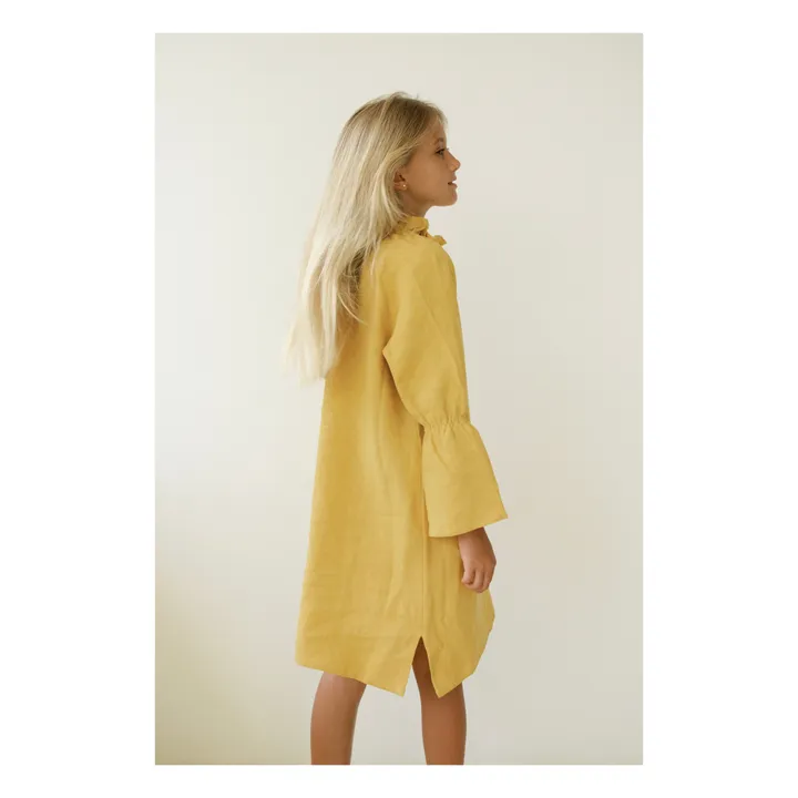 knee length dresses for ladies Elina Linen Ochre Dress main image 1