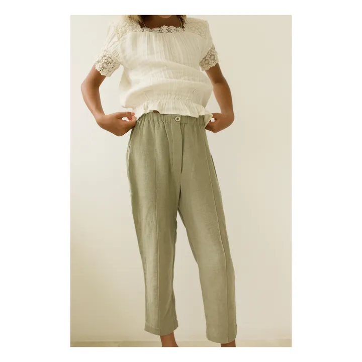Pantalones Hassan de lino | Salvia- Imagen del producto n°2