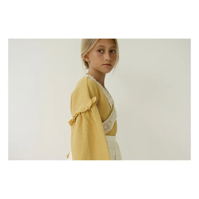 Blusa Rauf de algodón orgánico texturizado | Ocre