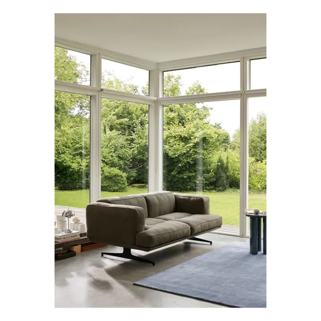 Canapé 2 places Inland AV22, piétement noir | Vert kaki