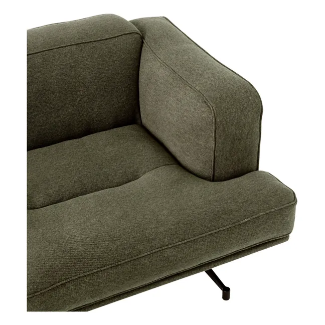 Canapé 2 places Inland AV22, piétement noir | Vert kaki