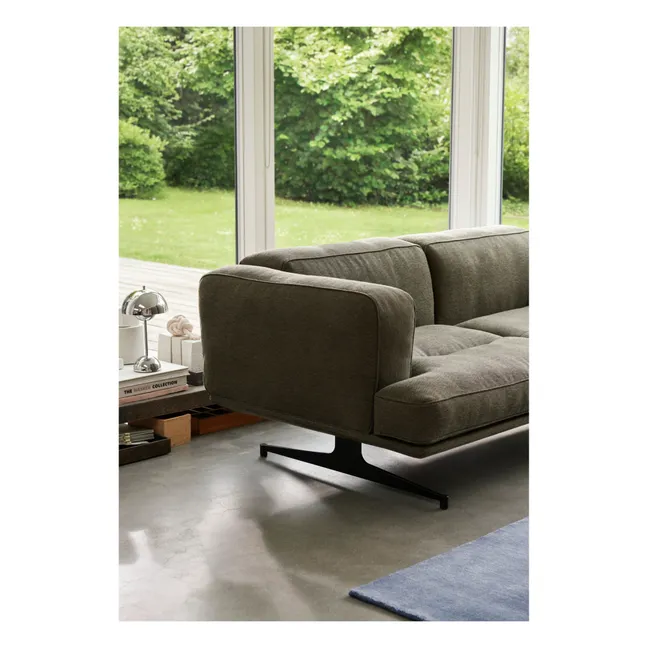 Canapé 2 places Inland AV22, piétement noir | Vert kaki