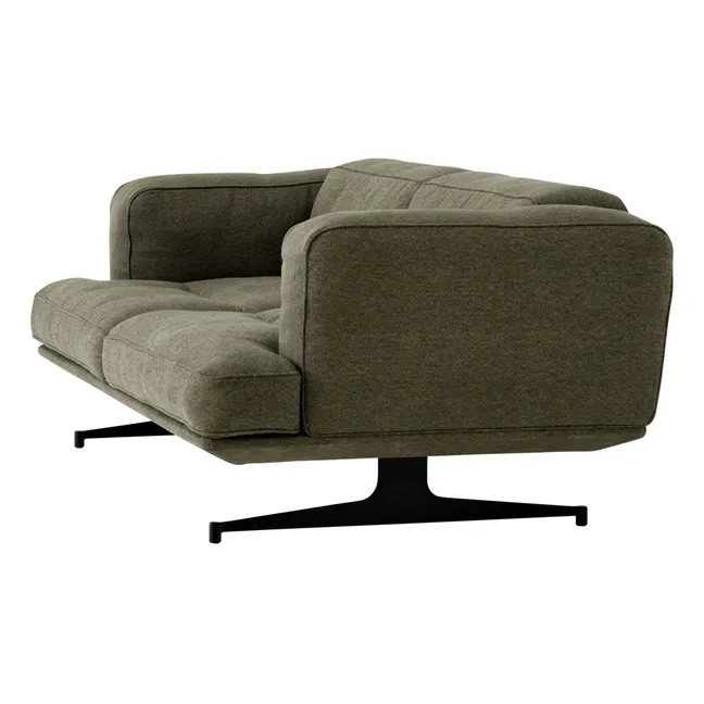 Canapé 2 places Inland AV22, piétement noir | Vert kaki