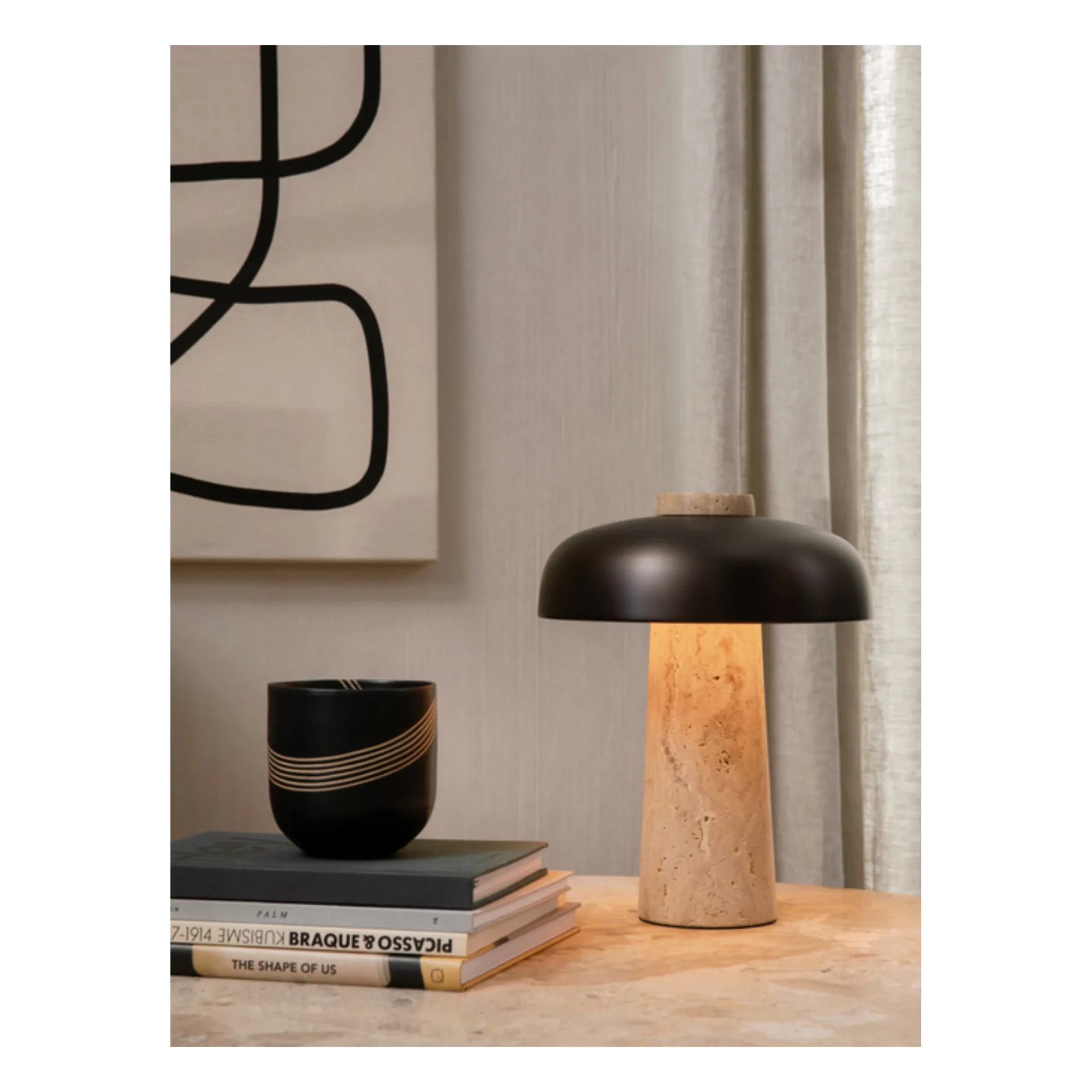Reverse Travertine Table Lamp | Bronze- Product image n°1