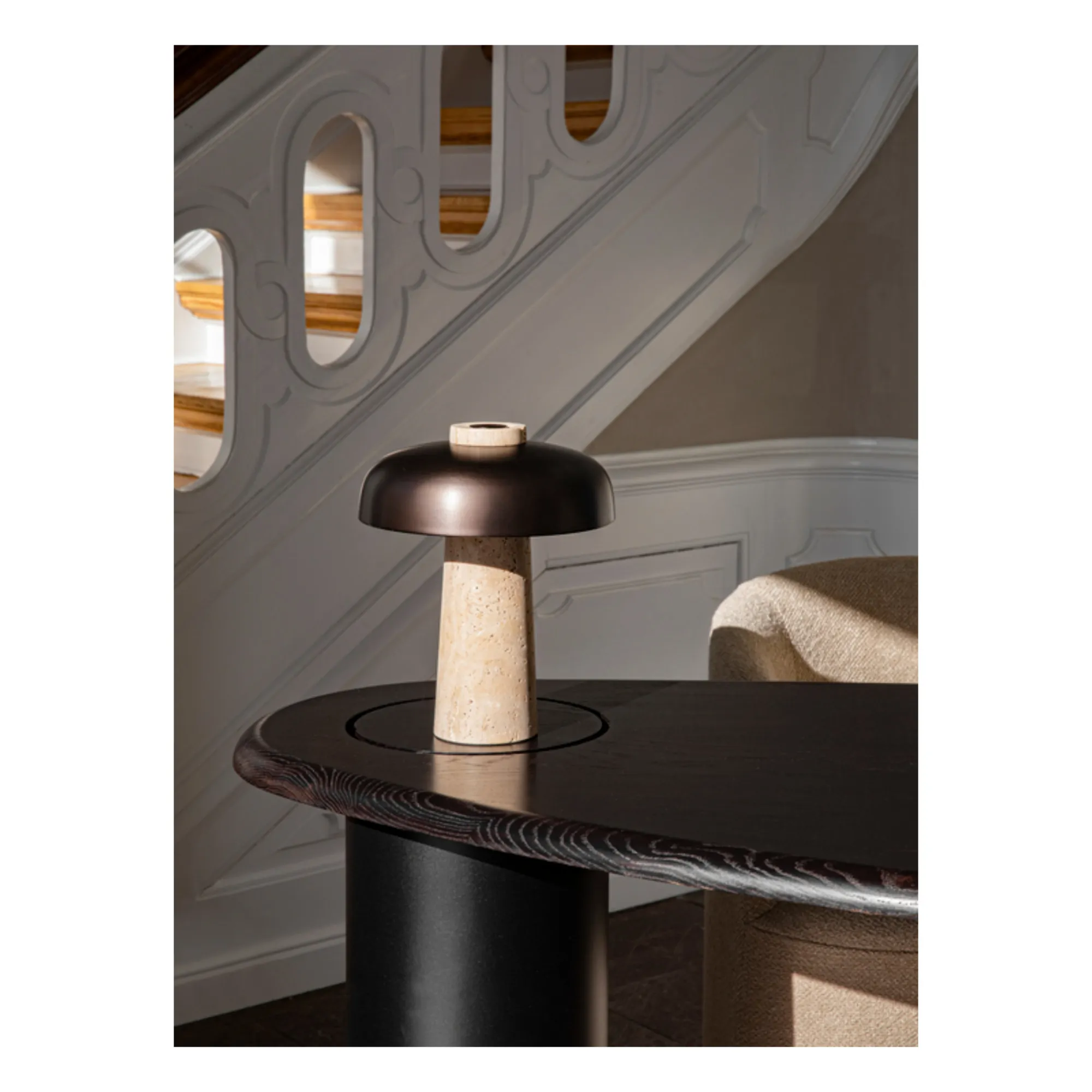 Reverse Travertine Table Lamp | Bronze- Product image n°2