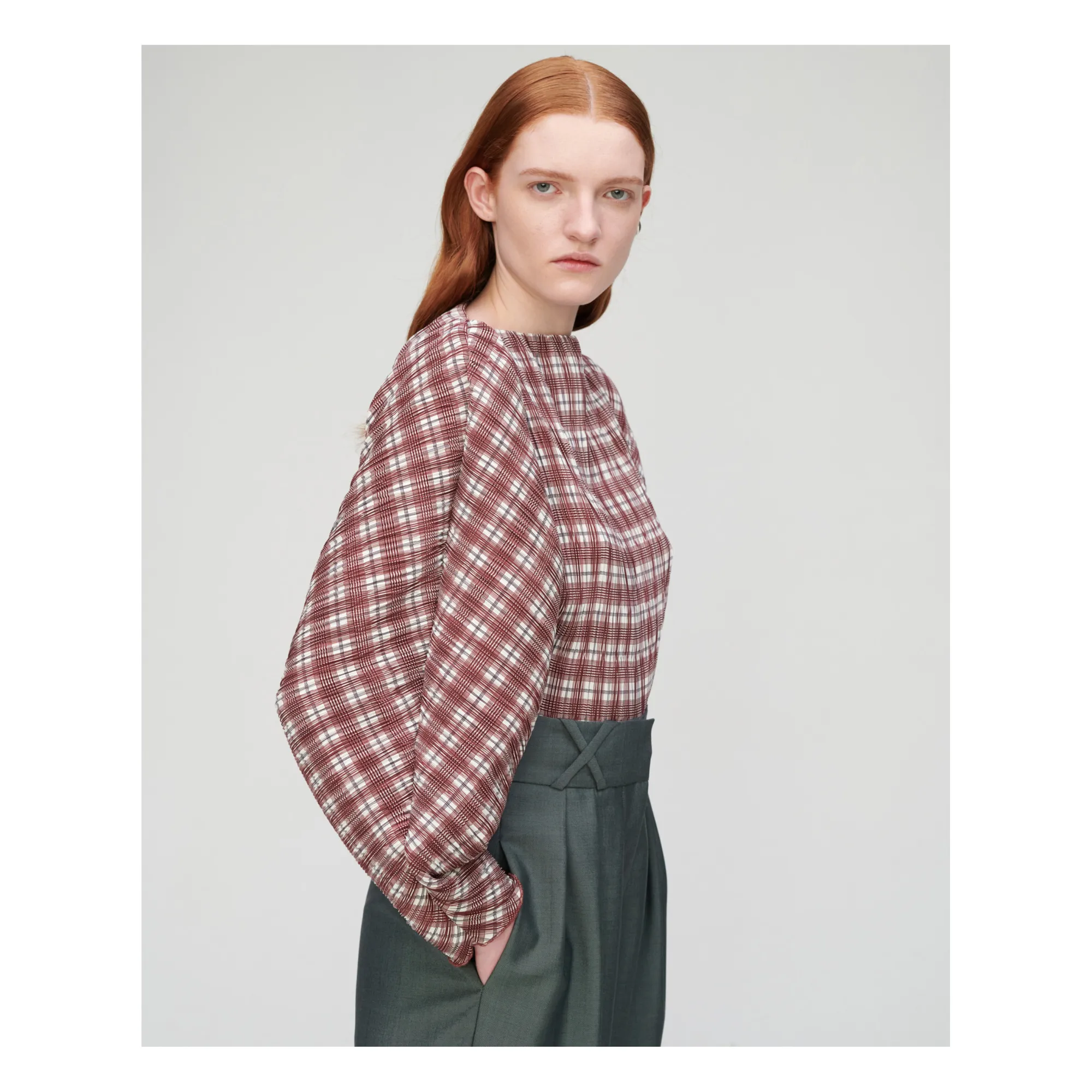 Róhe Women's Brown Dani Checked Blouse